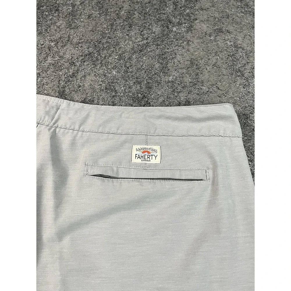Faherty All Day Shorts Mens 38x9 Light Gray Casual Drawstring Chino Stretch